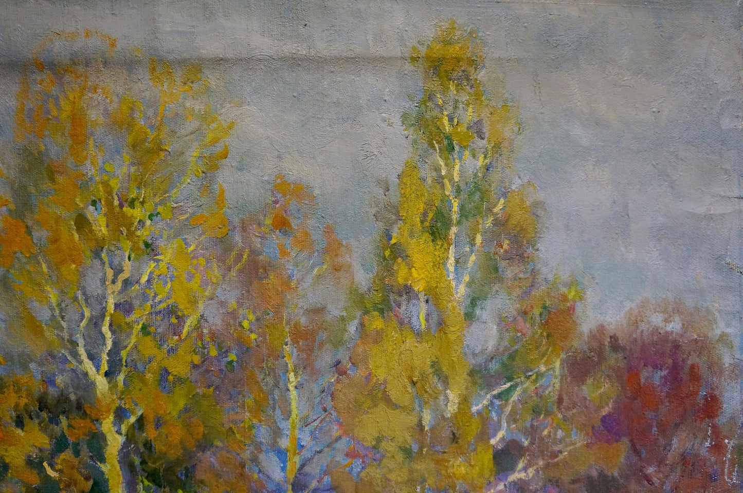 Oil painting Last autumn harvest by Alexander Mynka, vibrant autumn trees