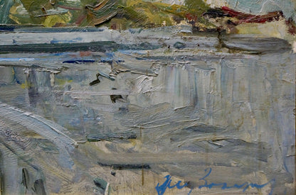 Textured impasto urban landscape oil painting by Zakharov Fedor Zakharovich