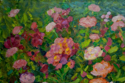 Vibrant oil painting of rose fields by Smirnov Yuri Alexandrovich