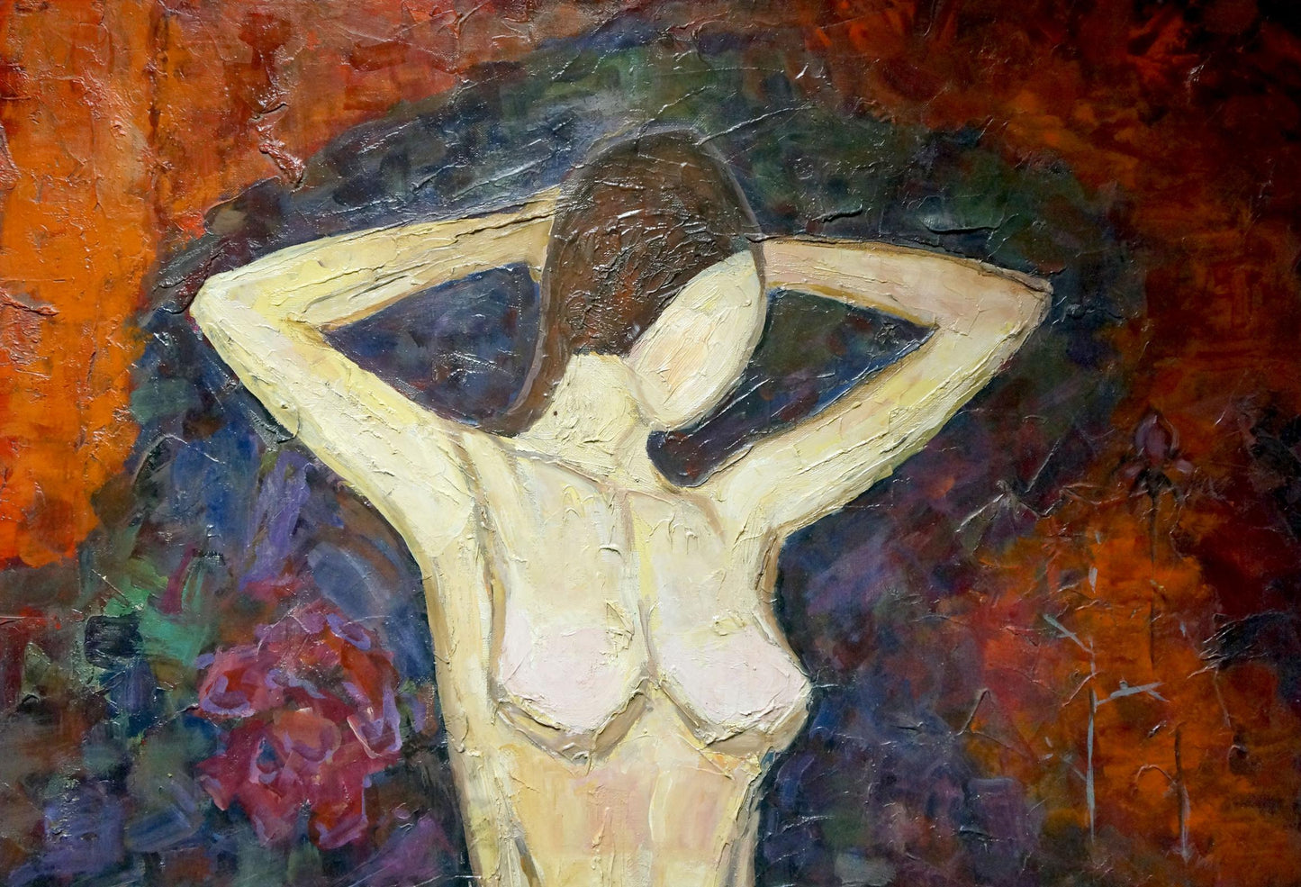 Impressionistic oil painting of figure ballerina with rose thorns by Semykina Lyudmila Nikolaevna