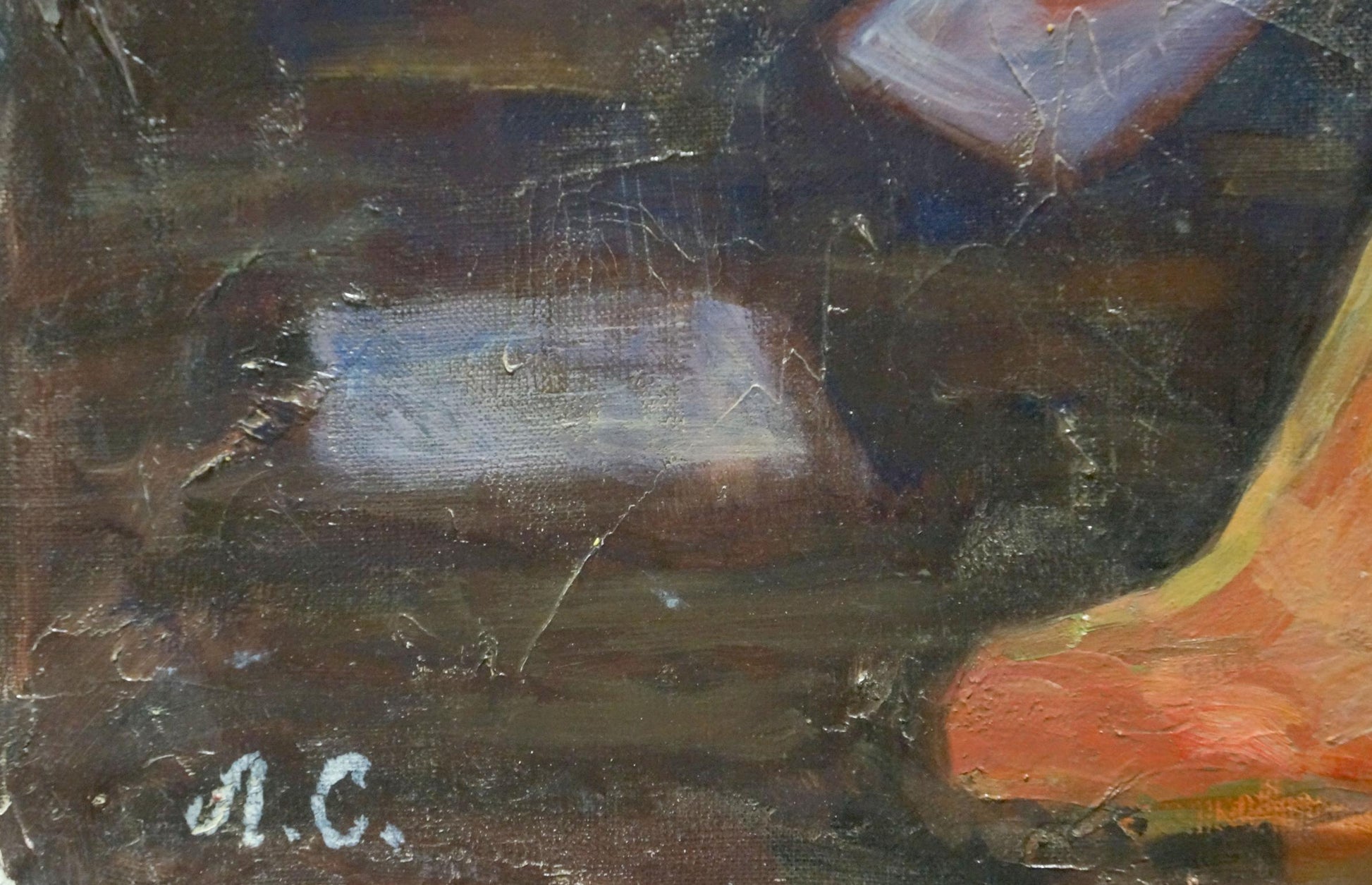 Textured white oil painting back of Ballerina game by Semykina Lyudmila Nikolaevna