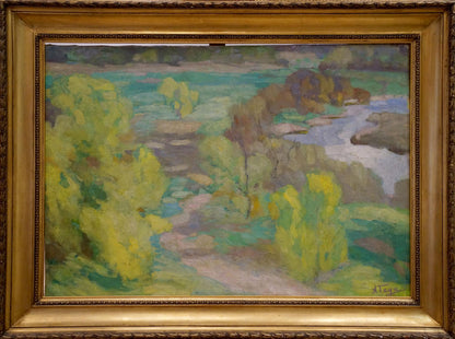 Oil painting Spring Gaush by Alexander Fedorovich in ornate gold frame