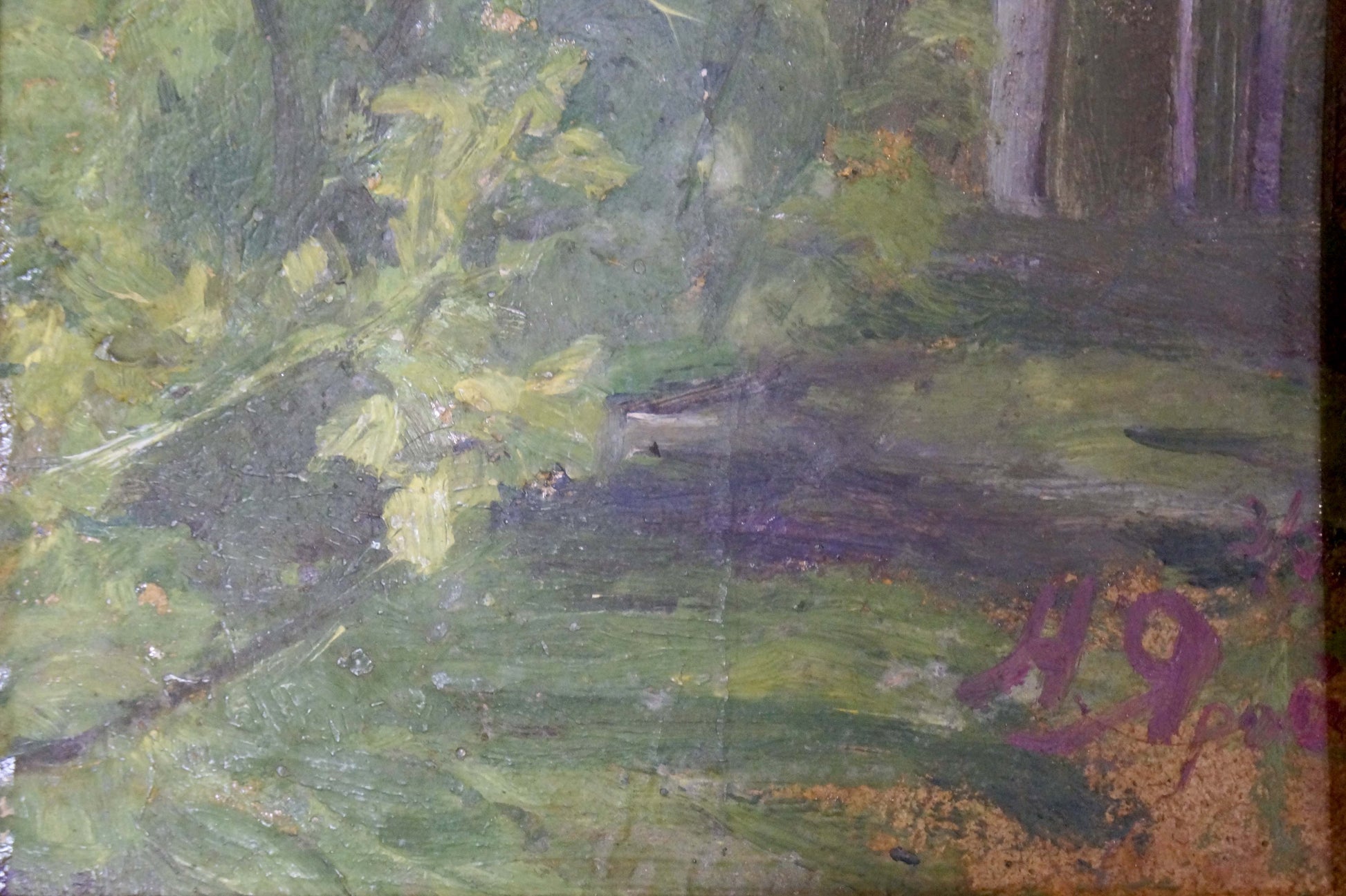Oil painting View from the yard by Yarovoy Nikolay Nikolaevich, textured forest scene