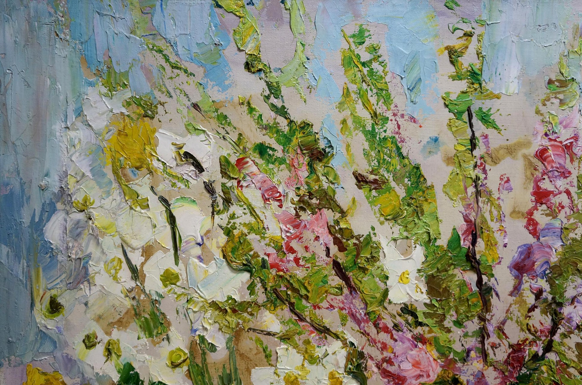 Vibrant impressionist oil painting of flowers by Sergey Shapovalov