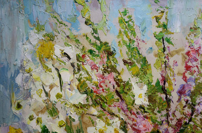Vibrant impressionist oil painting of flowers by Sergey Shapovalov