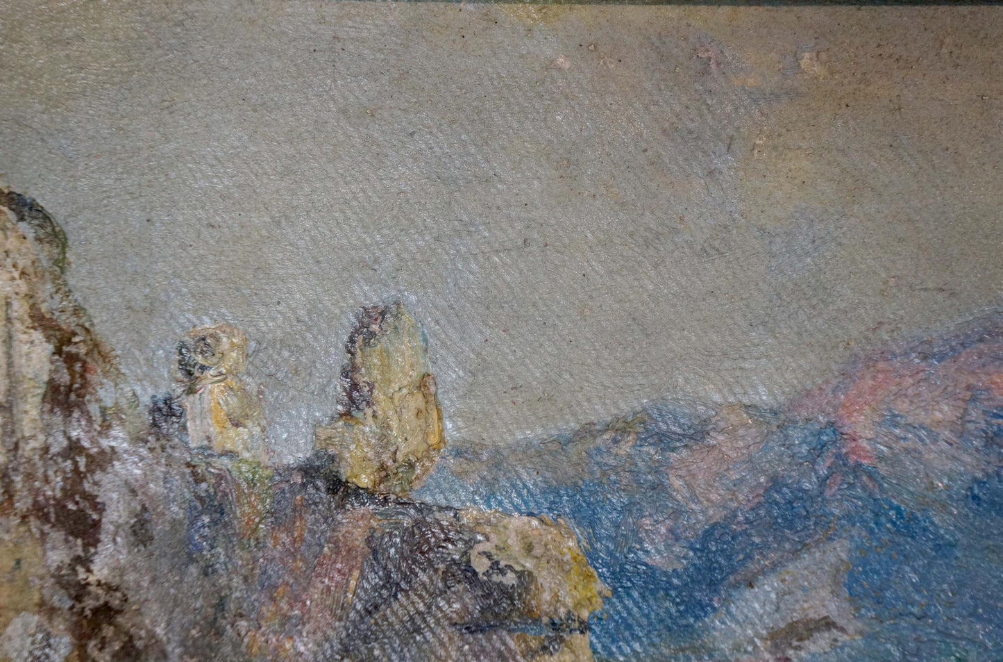 Oil painting of rugged rock formations by Paul Christiaan Bos