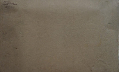 Back of Abstract oil painting Sinbad’s Travels by Vabel Alexander Alexandrovich, faded paper with handwritten text