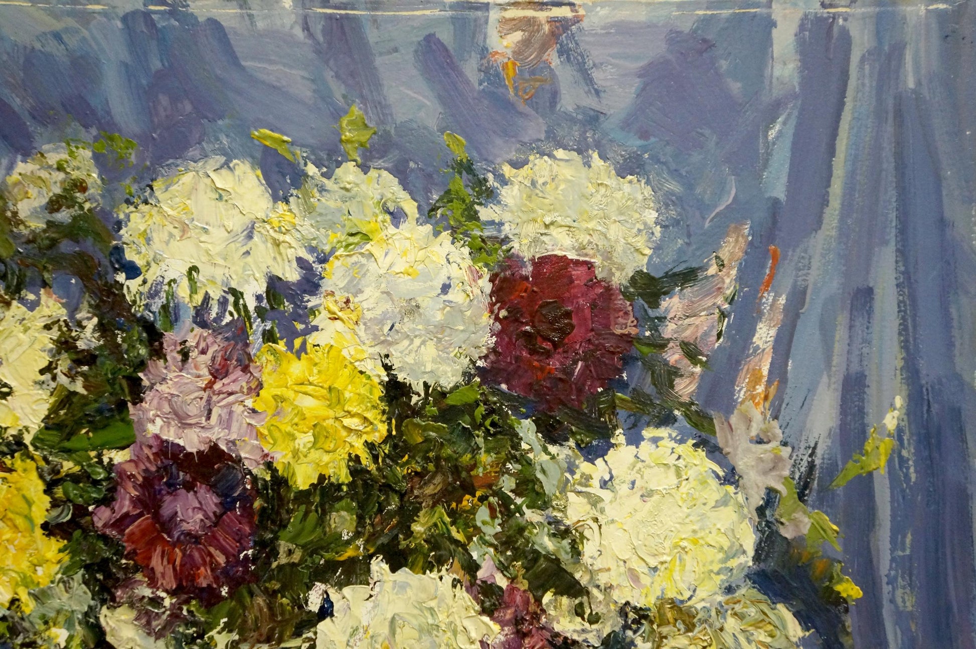 Oil painting of summer flowers by Sergey Shapovalov, vibrant bouquet
