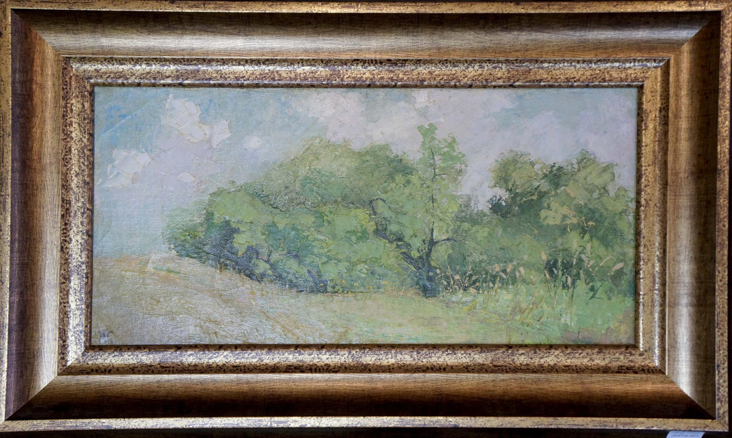 Oil painting Forest landscape by Yakovlev B.N. in rustic gold frame