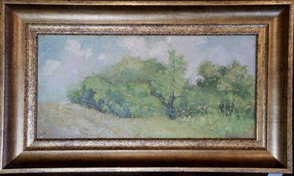 Oil painting Forest landscape by Yakovlev B.N. in rustic gold frame