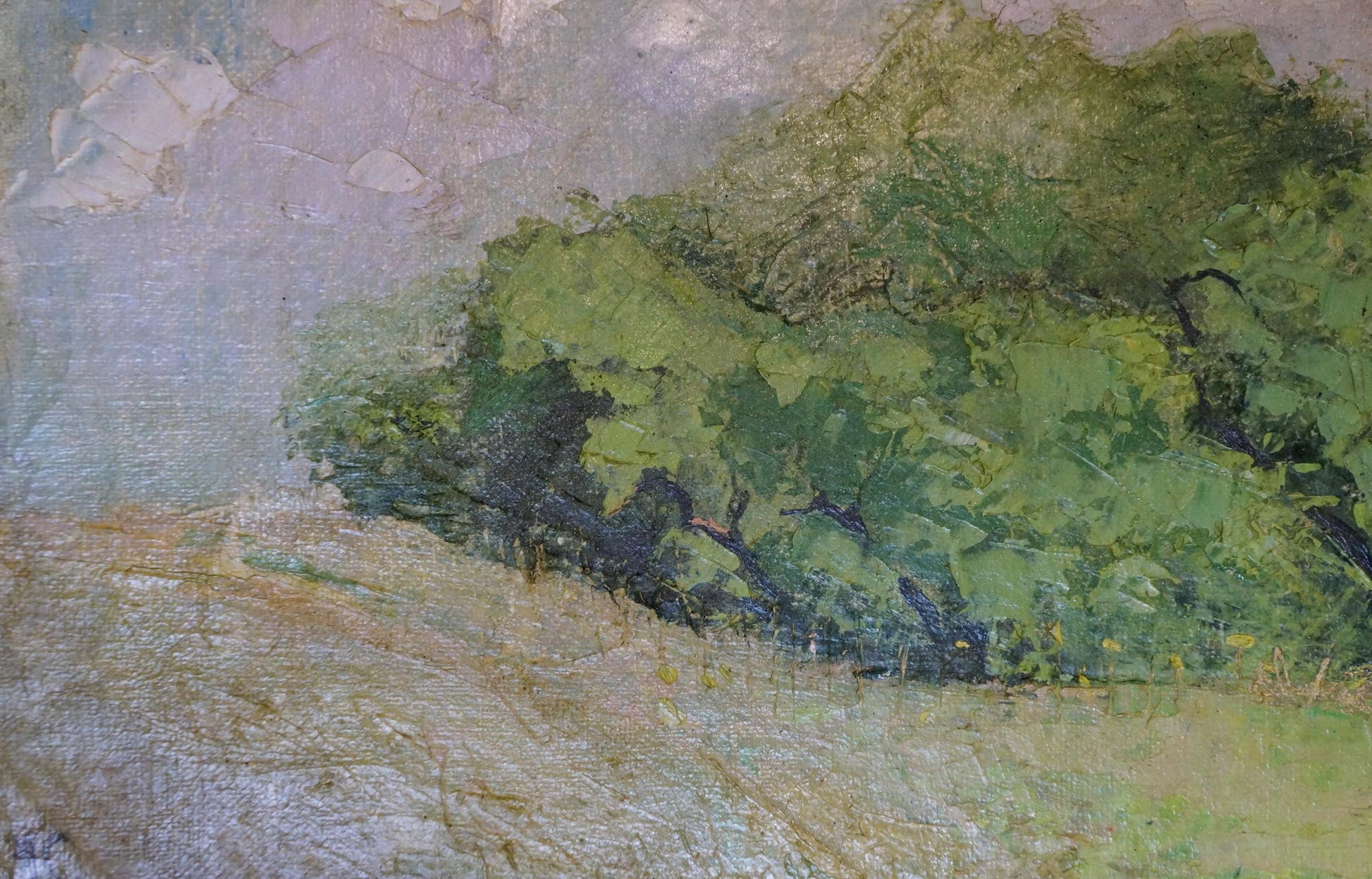 Oil painting of lush green bush by Yakovlev B. N., forest landscape
