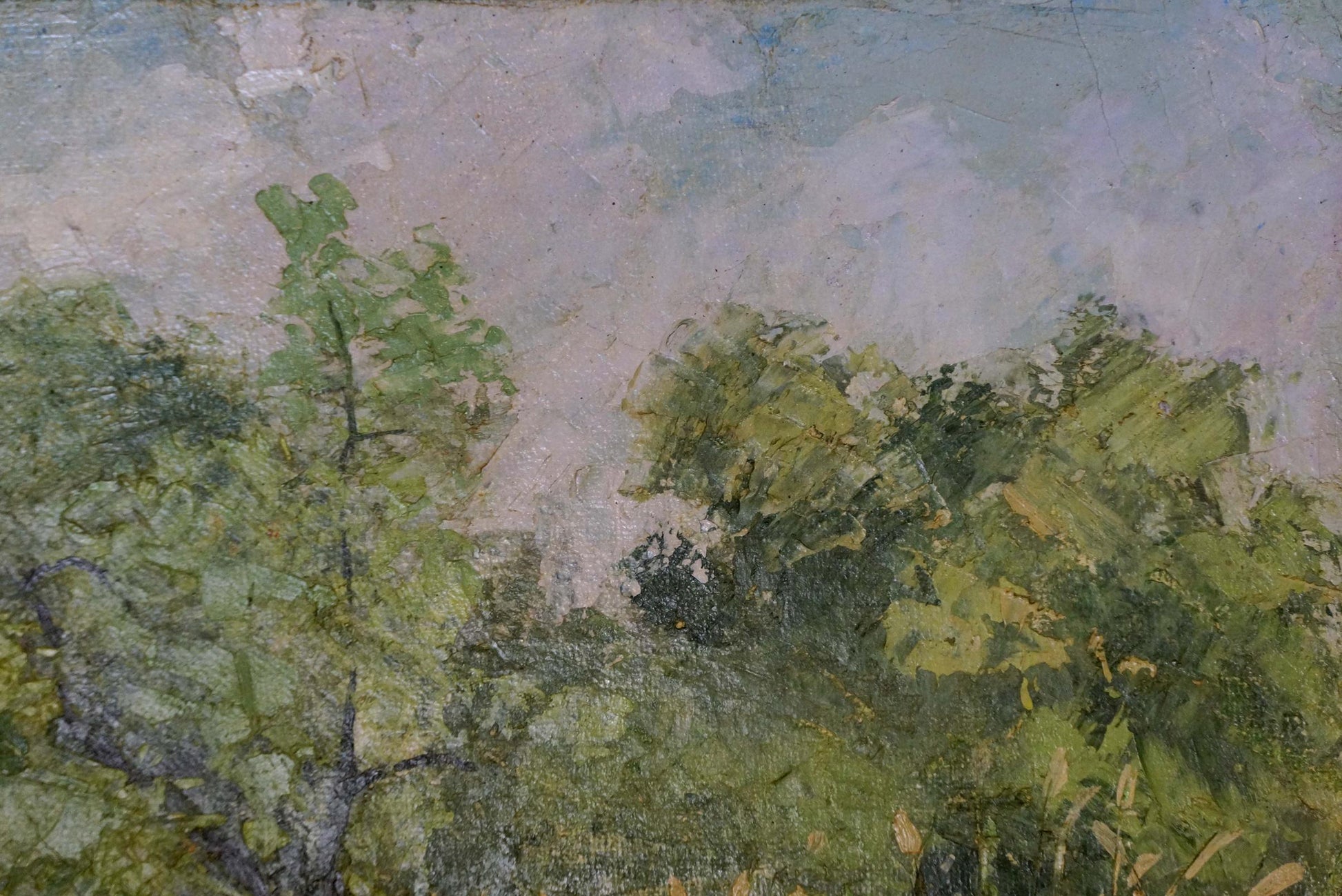 Oil painting of lush green forest landscape by Yakovlev B. N