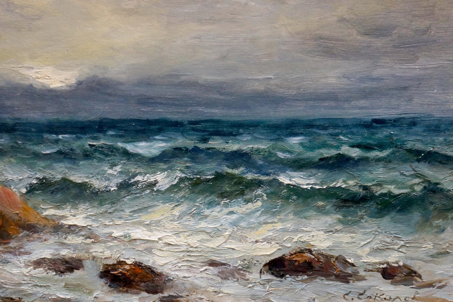 Oil painting of stormy sea waves by Sokolov Evgeny Mikhailovich