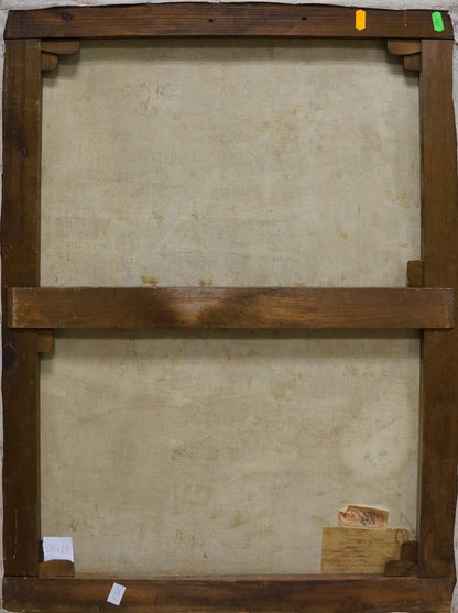 Back of Oil painting Lilac in a Vase by Kerzhner Alexander Haskelevich, dark brown wooden frame