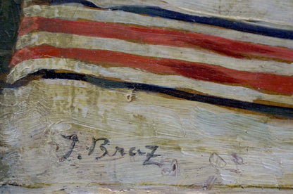 Oil painting Fish soup I. Braz with red white blue stripes and brushstrokes