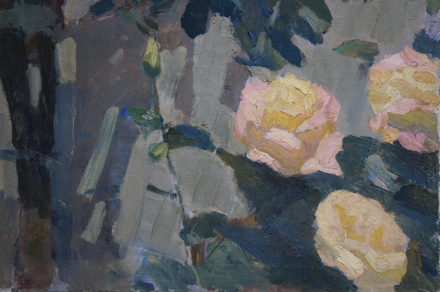 Oil painting of red and white roses by Pokulity Konstantin Ivanovich