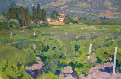 Vibrant oil painting of grape fields by Miroshnichenko Ivan Vasilievich