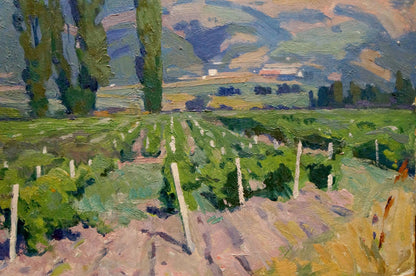Vibrant impressionist oil painting of grape fields by Miroshnichenko Ivan Vasilievich