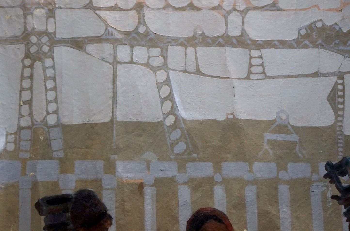 Beige white stone wall mural of ancient patterns by Titarenko Maria Anatolyevna