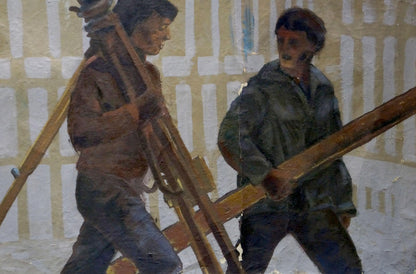 Oil painting At the construction site by Titarenko Maria Anatolyevna