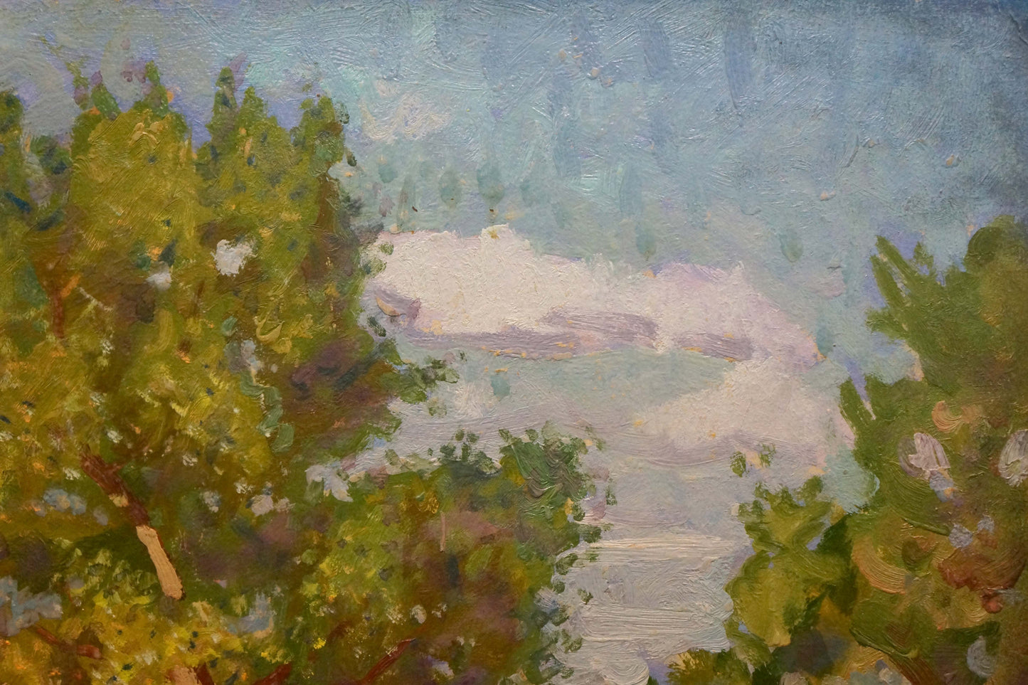 Oil painting landscape by Miroshnichenko Ivan Vasilievich serene green trees clouds