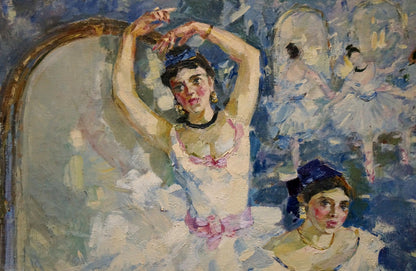 Impressionistic oil painting of ballerina in white tutu by Titarenko Maria Anatolyevna