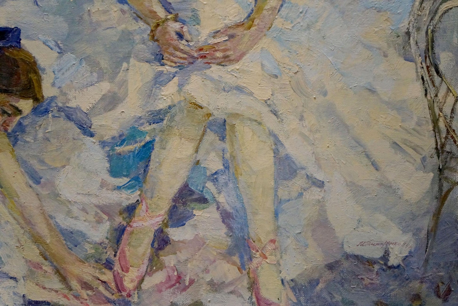 Oil painting of ballerina in white tutu by Titarenko Maria Anatolyevna
