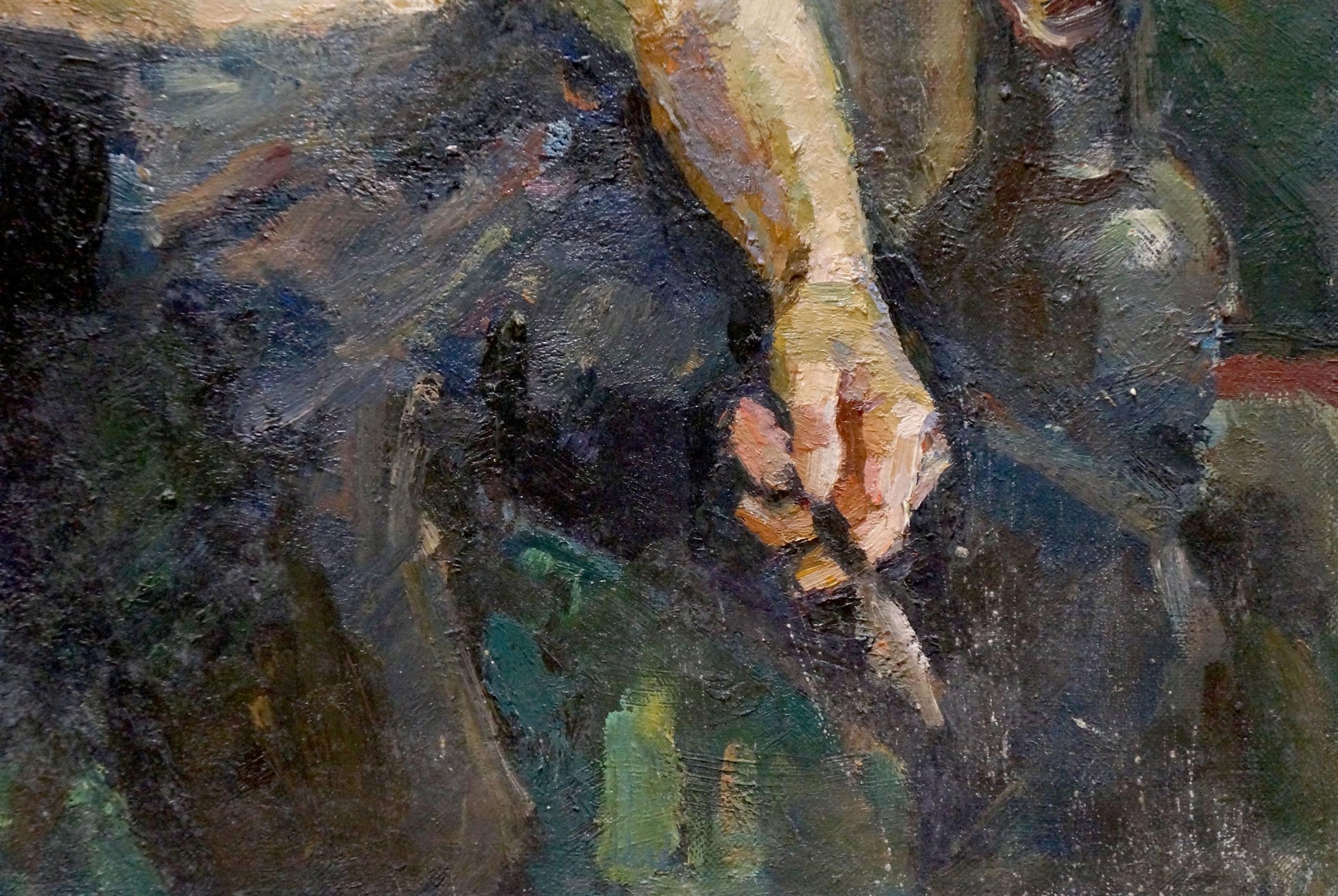 Oil painting portrait of a man by Titarenko Daria Anatolyevna, textured hand with brush