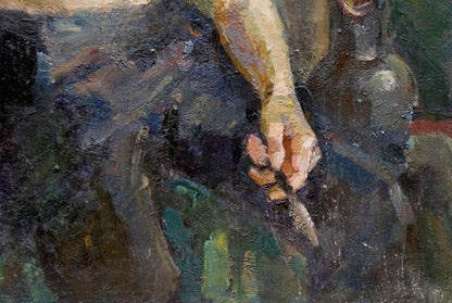 Oil painting portrait of a man by Titarenko Daria Anatolyevna, textured hand with brush