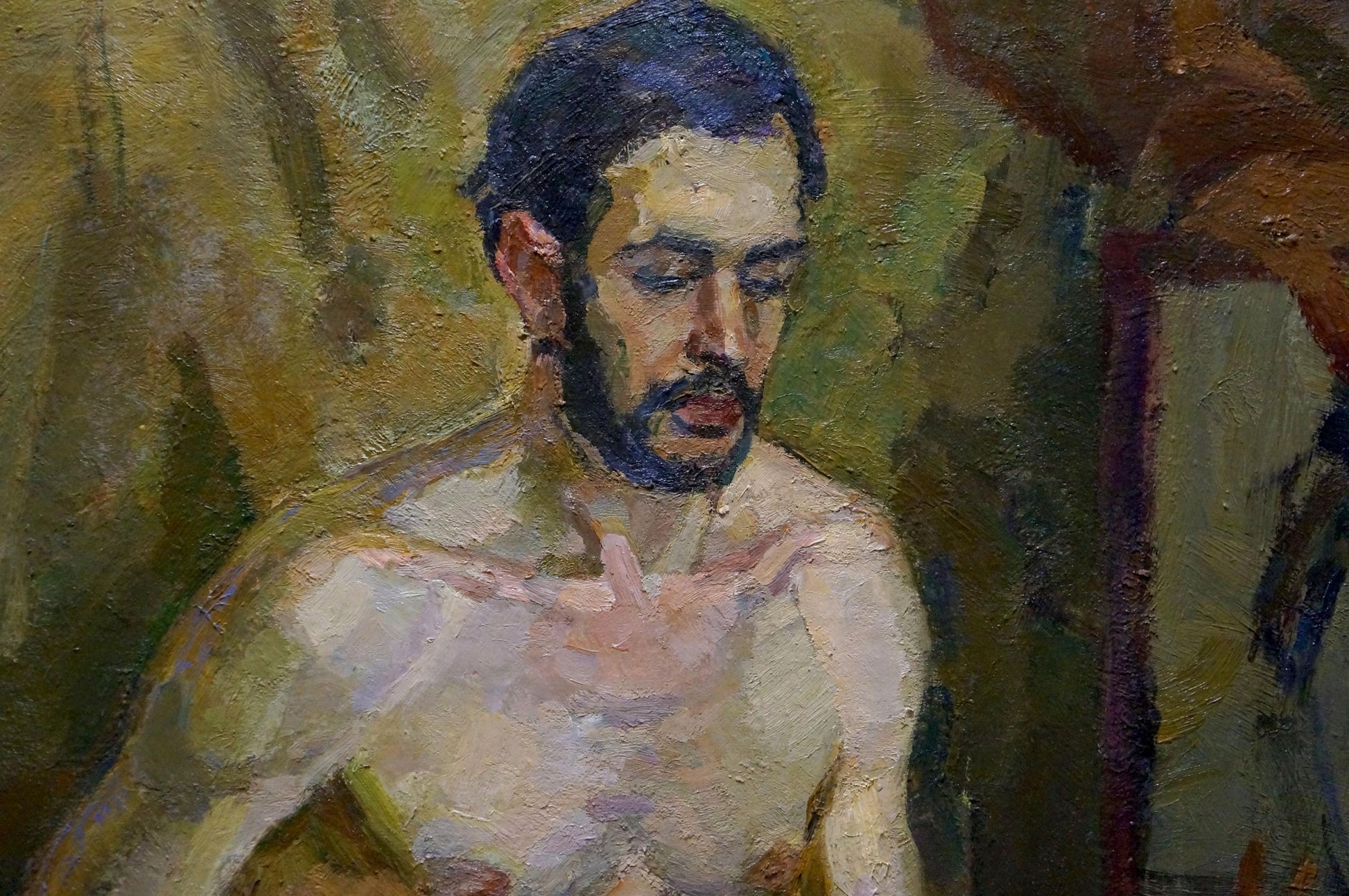 Textured oil painting portrait of bearded man by Titarenko Daria Anatolyevna