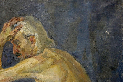 Pensive portrait of grandfather by Maria Titarenko oil painting