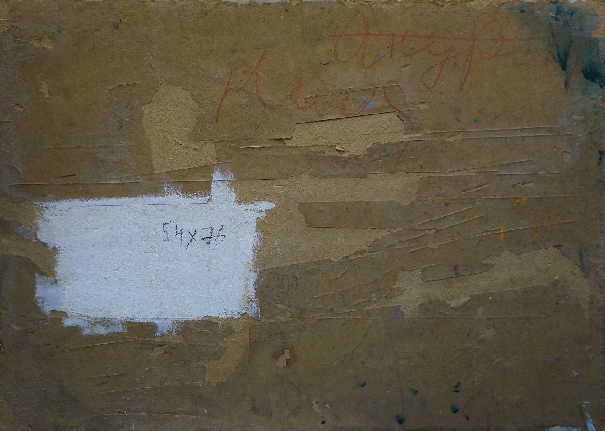 Back of Oil painting Night landscape: weathered canvas with 54x36 dimensions