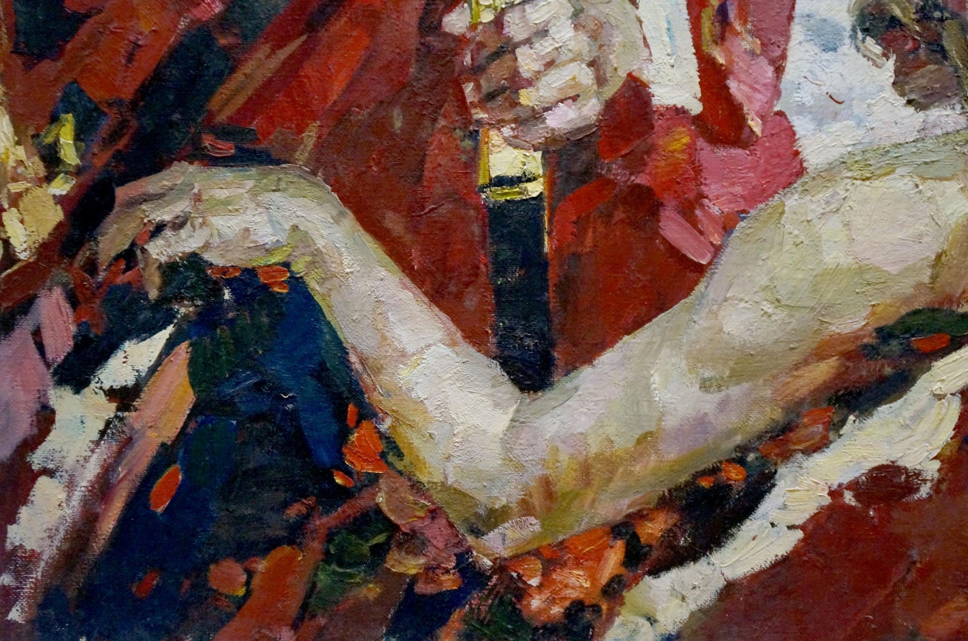 Oil painting Cossacks by Maria Titarenko: textured hand holding object