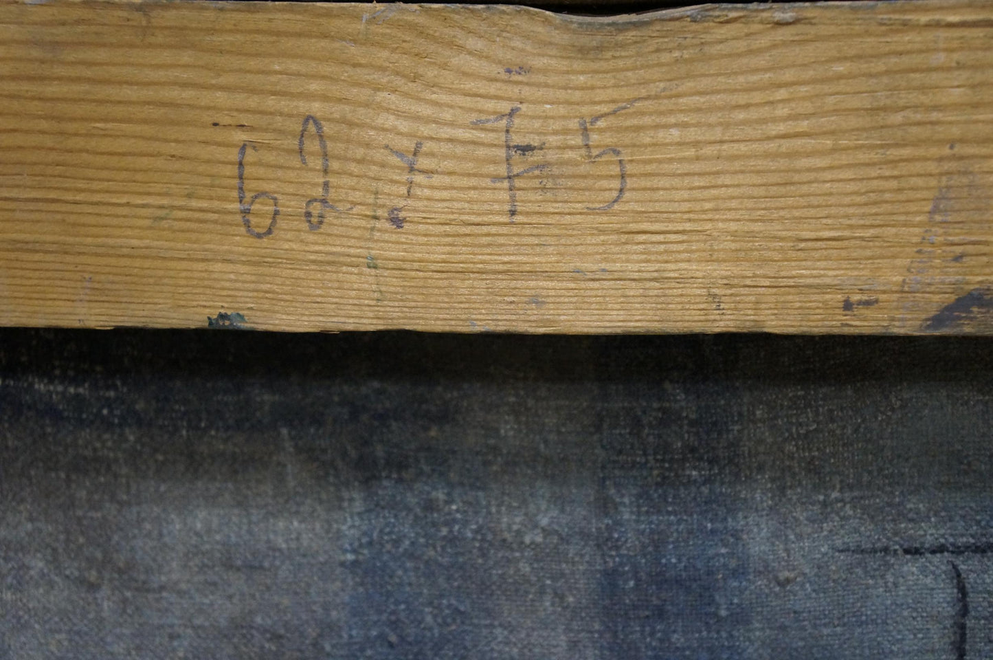 Back of oil painting by Karelin Vyacheslav Dmitrievich on weathered plank