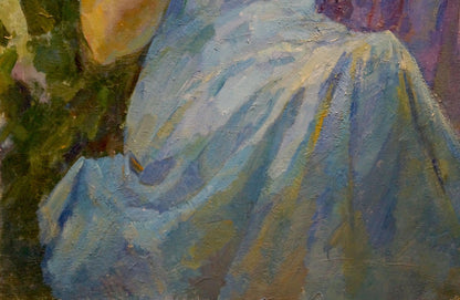 Impressionistic oil painting of girl in garden by Titarenko Maria Anatolyevna