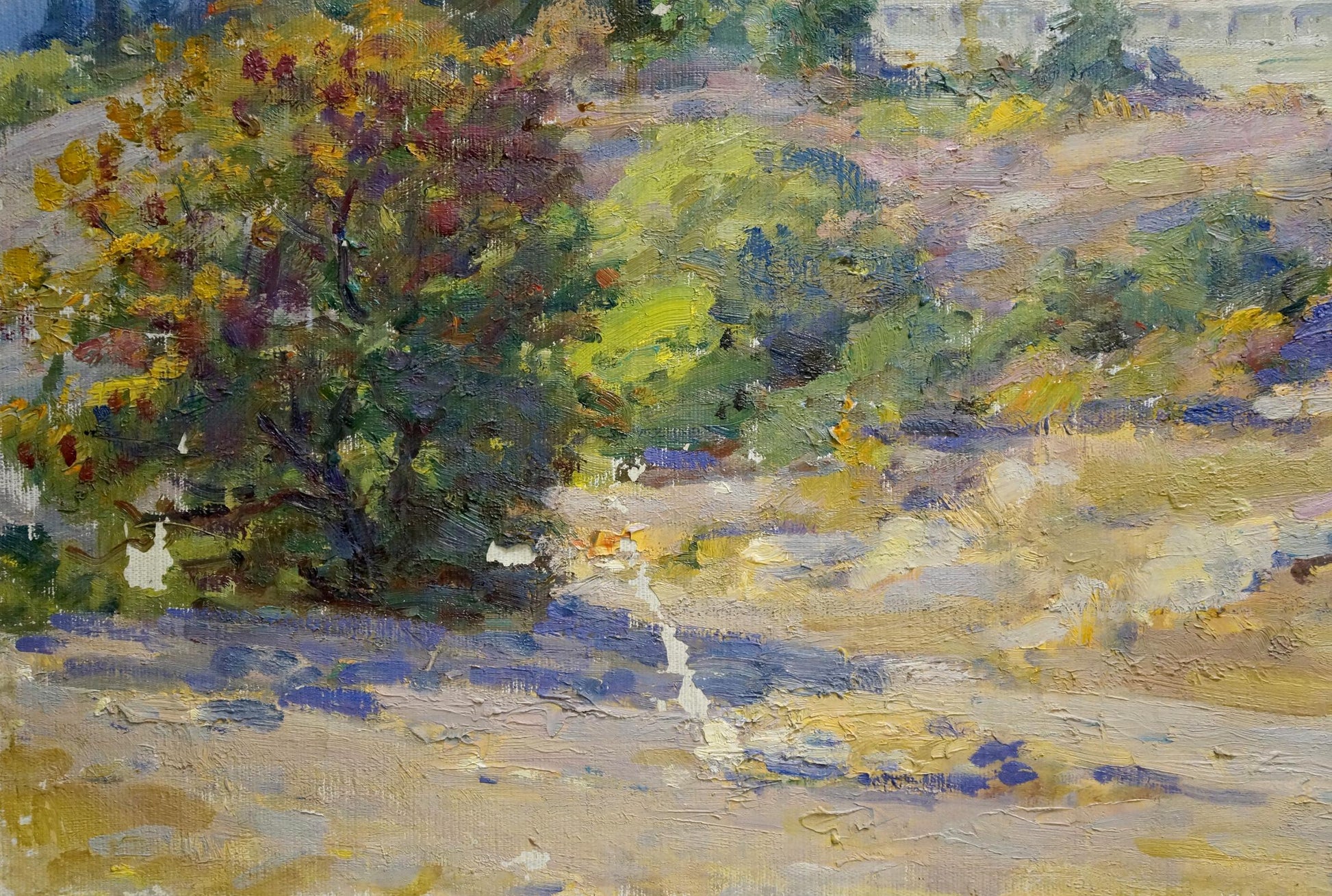 Oil painting Estate by Kisel Ivan Gordeevich: sunlit autumn foliage