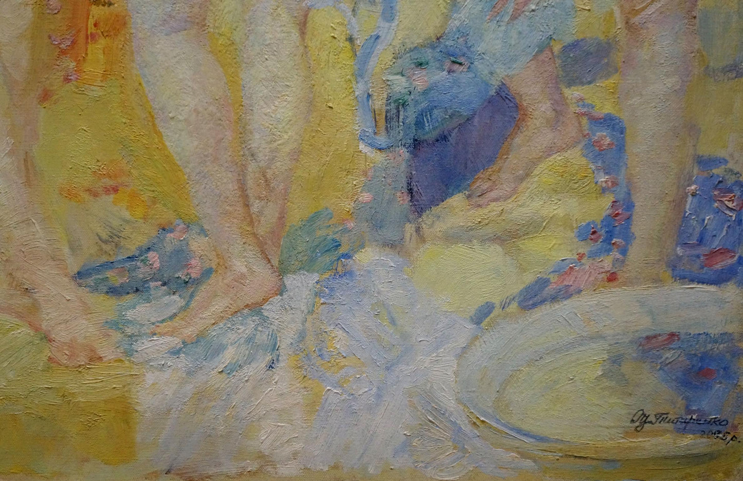 Vibrant impressionist oil painting of undraped dancer girls by Tytarenko Odarka Anatoliivna