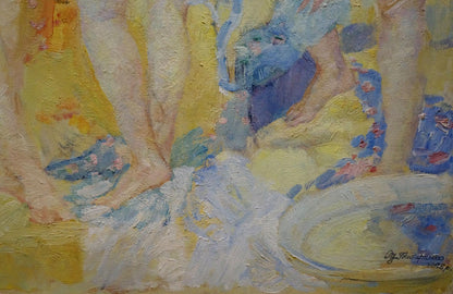 Vibrant impressionist oil painting of undraped dancer girls by Tytarenko Odarka Anatoliivna
