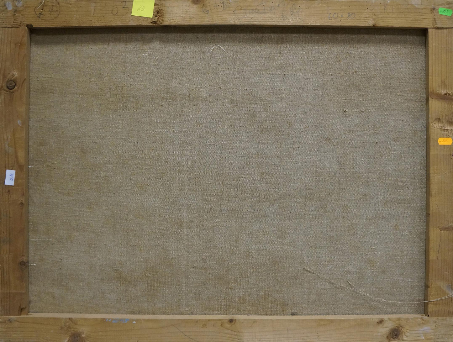 Back of Oil painting Estate by Kisel Ivan Gordeevich on beige canvas frame