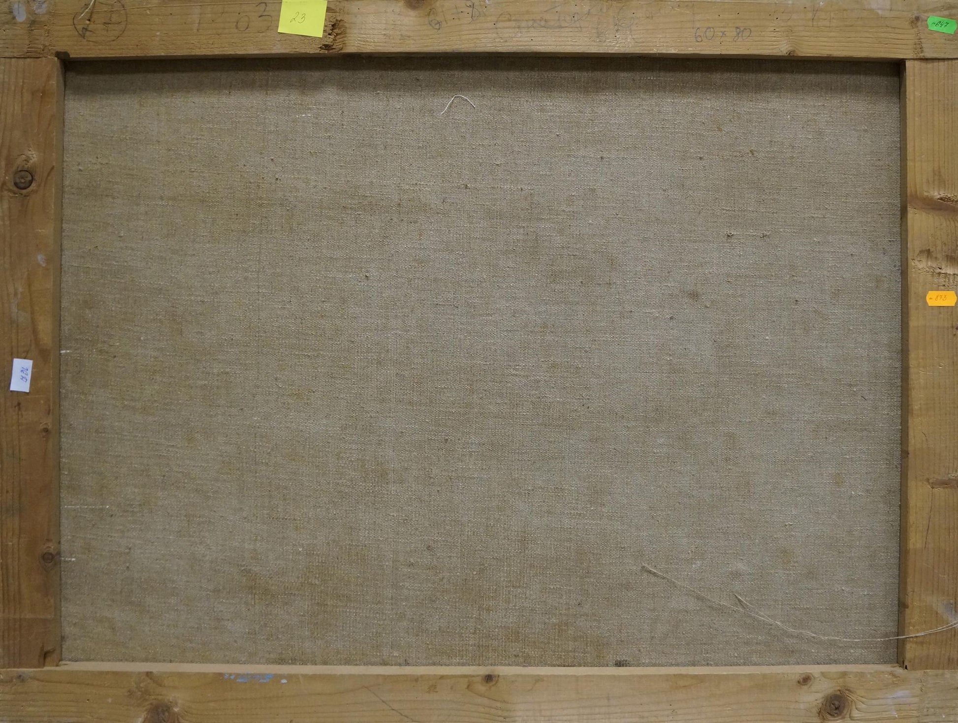 Back of Oil painting Estate by Kisel Ivan Gordeevich on beige canvas frame
