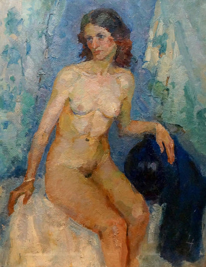 Impressionistic oil painting of female figure in morning by Maria Titarenko
