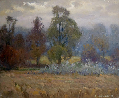 Autumn oil painting Near the forest by Mynka Alexander Fedorovich