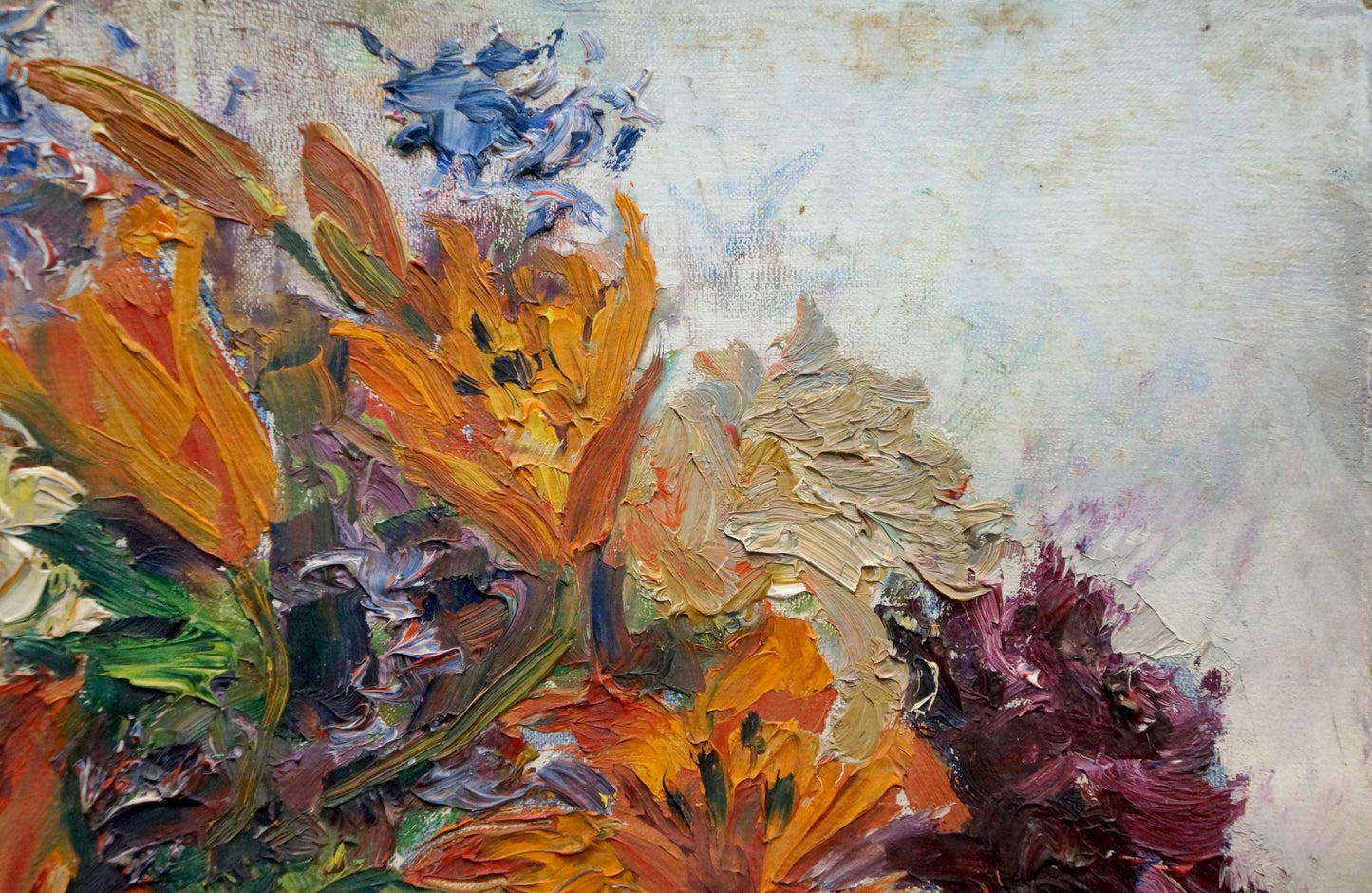Vibrant impressionist oil painting by Tkachenko Andrey Zinovievich with orange lilies