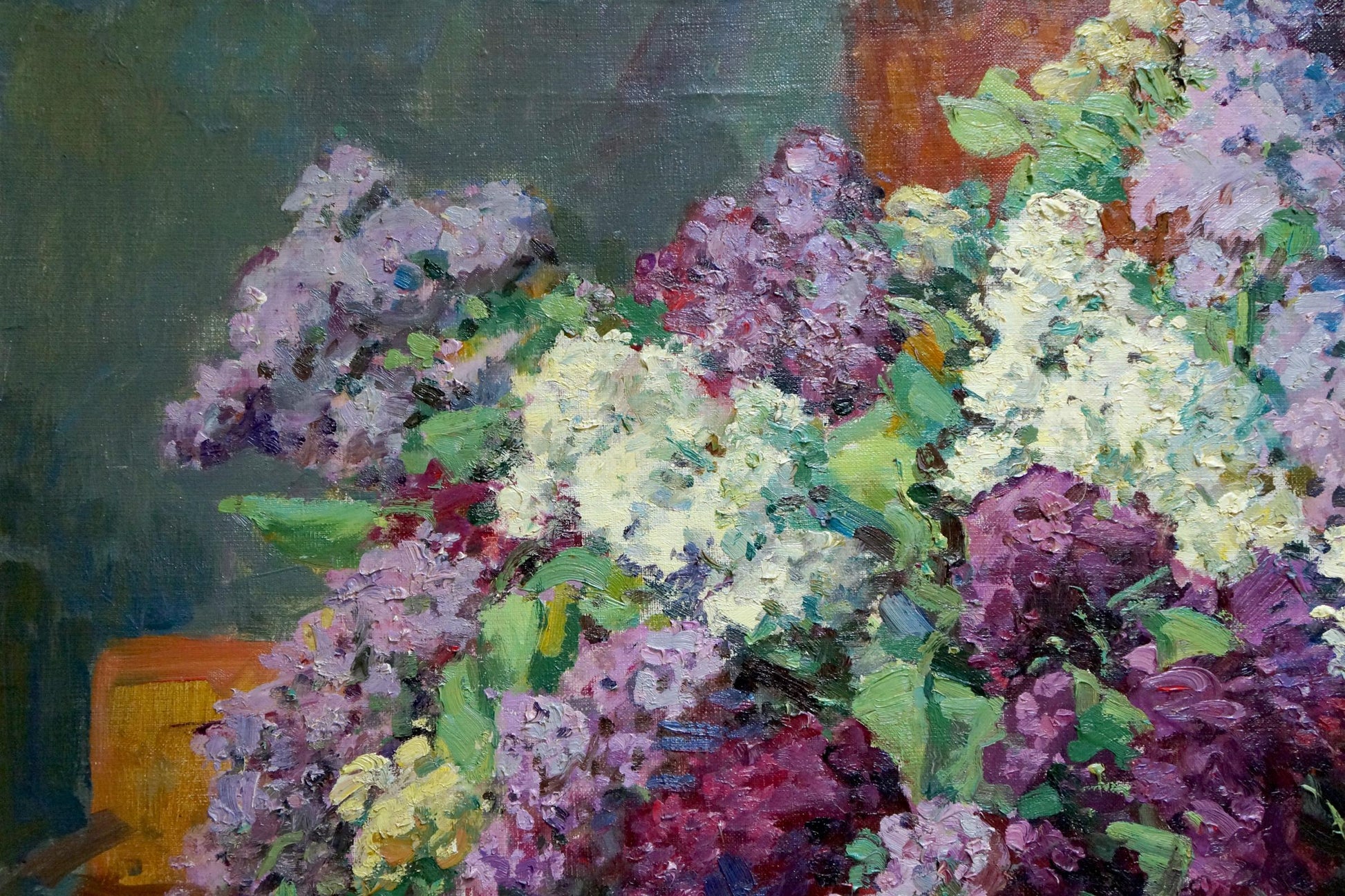 Oil painting of lilac bouquet by Kisel Ivan Gordeevich