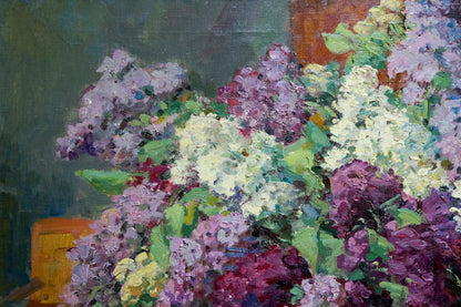 Oil painting of lilac bouquet by Kisel Ivan Gordeevich