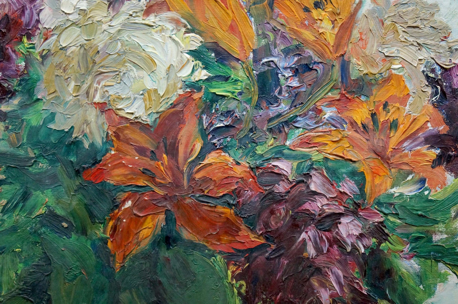 Vibrant impressionist oil painting by Tkachenko Andrey Zinovievich with orange lilies