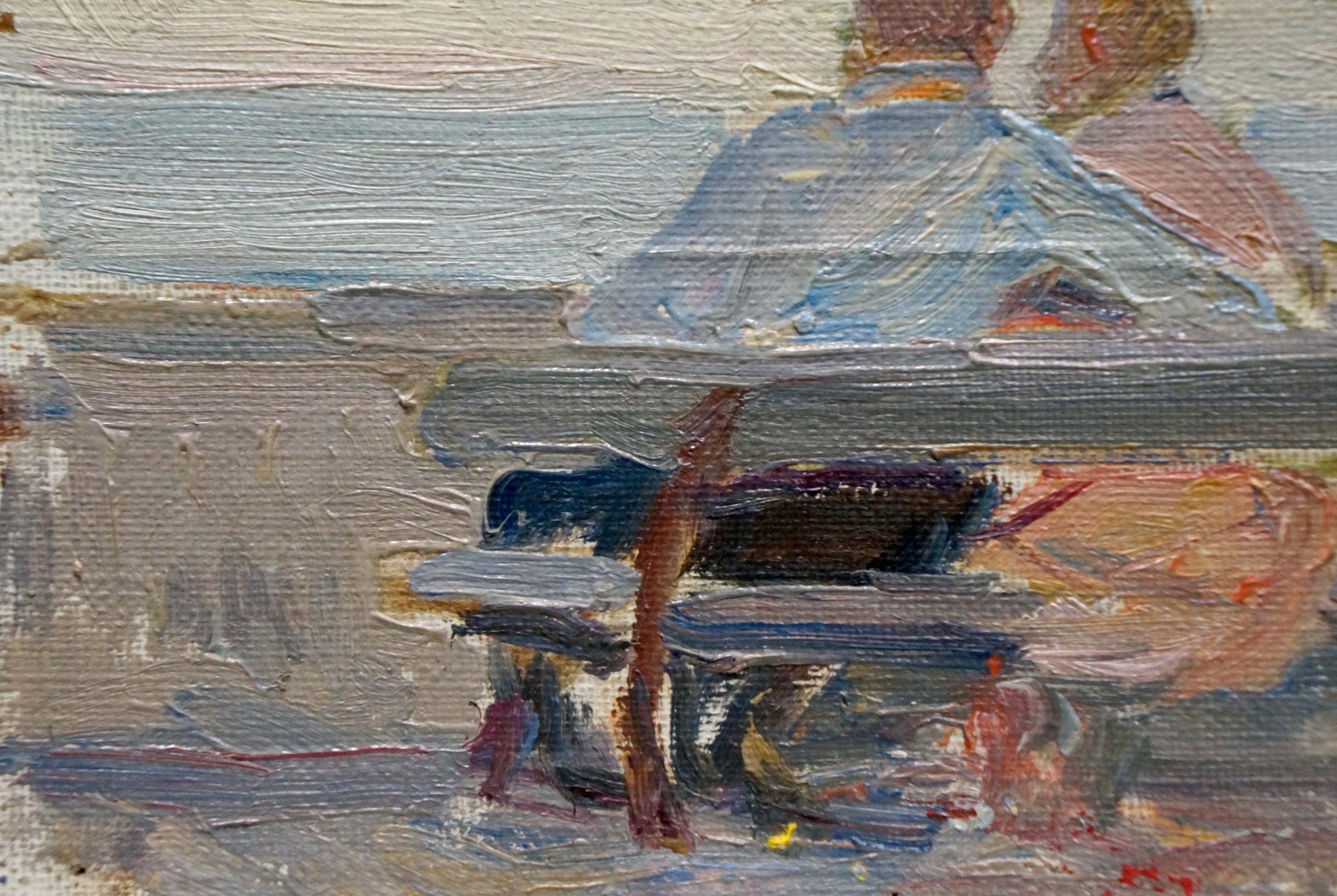 Oil painting of couple on vacation by Tsvetkova Valentina Petrovna
