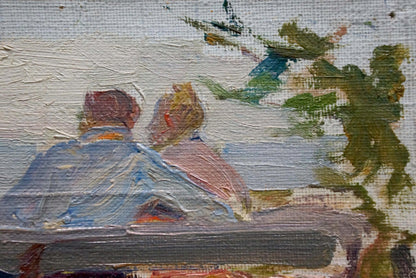 Oil painting of couple on vacation by Tsvetkova Valentina Petrovna