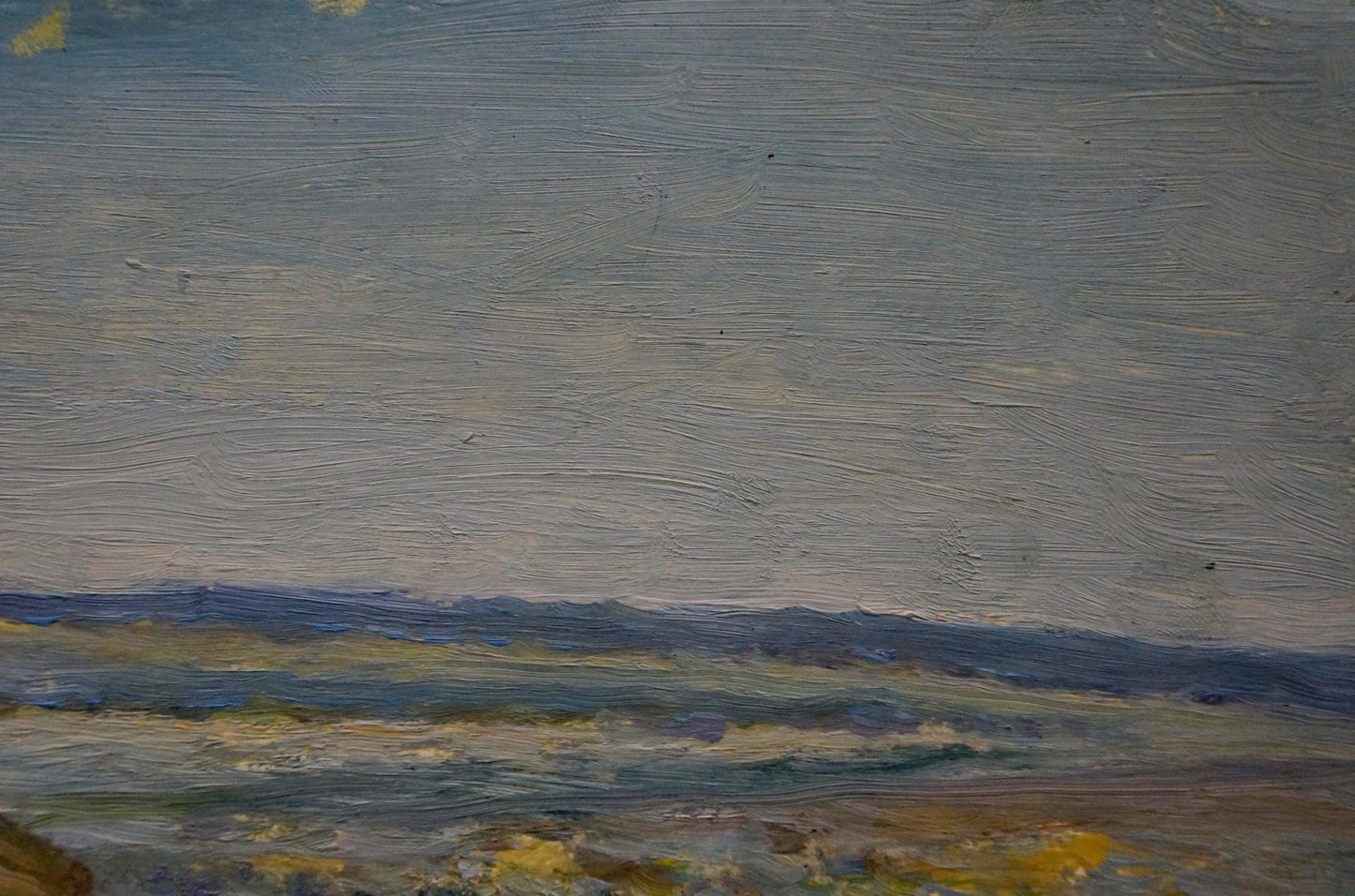 Textured oil painting of serene river along cliff by Smychek Igor Vladimirovich