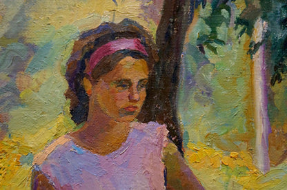 Oil painting portrait of dark-haired girl by Titarenko Daria Anatolyevna
